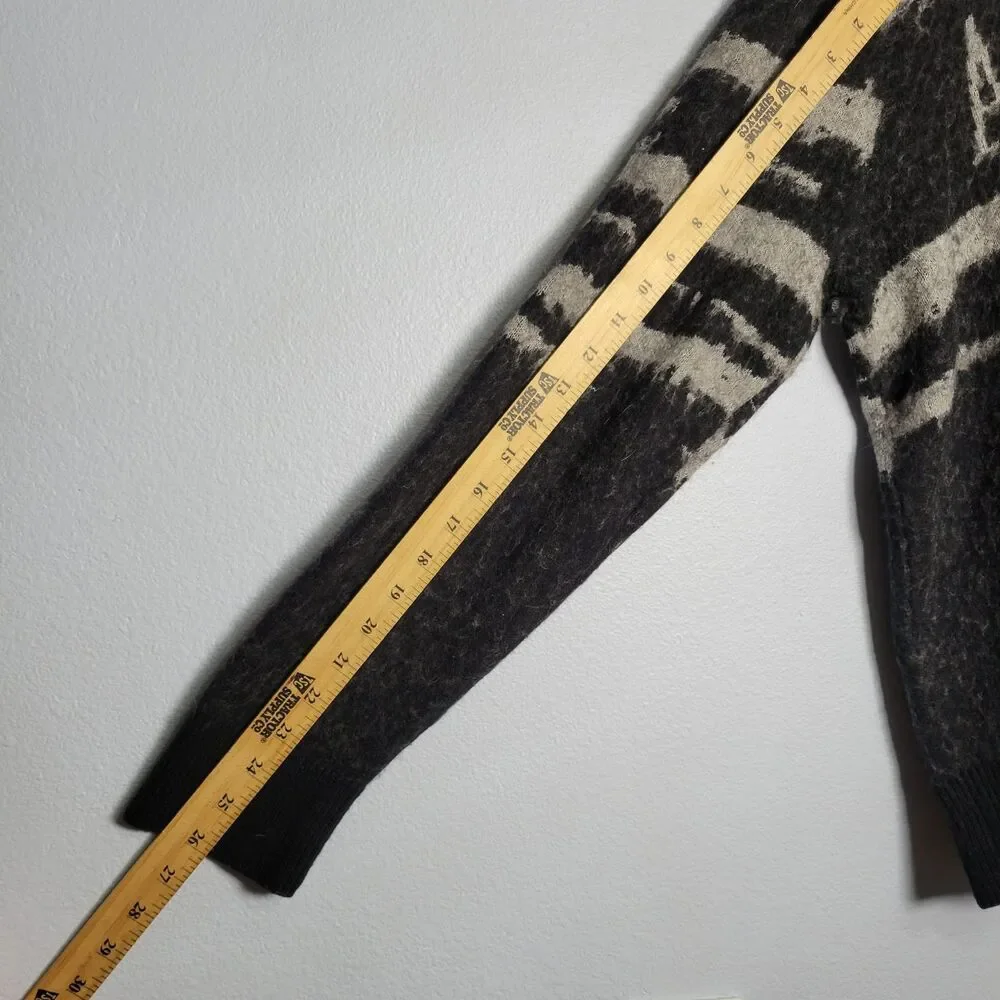 AllSaints Ture Saints Crew Jumper Sweater XL Distressed Zebra Knit Wool Alpaca